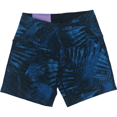 Tuff Athletics Women's Blue Palm Leaf Yoga Shorts / Size XSmall
