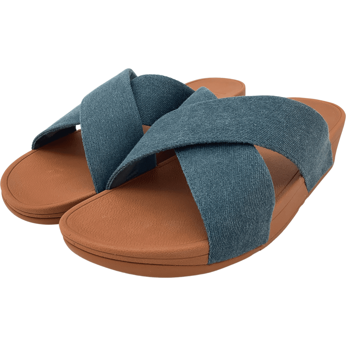 FitFlop Women’s Sandals / Brown and Denim / Women’s Flip Flops / Size 9