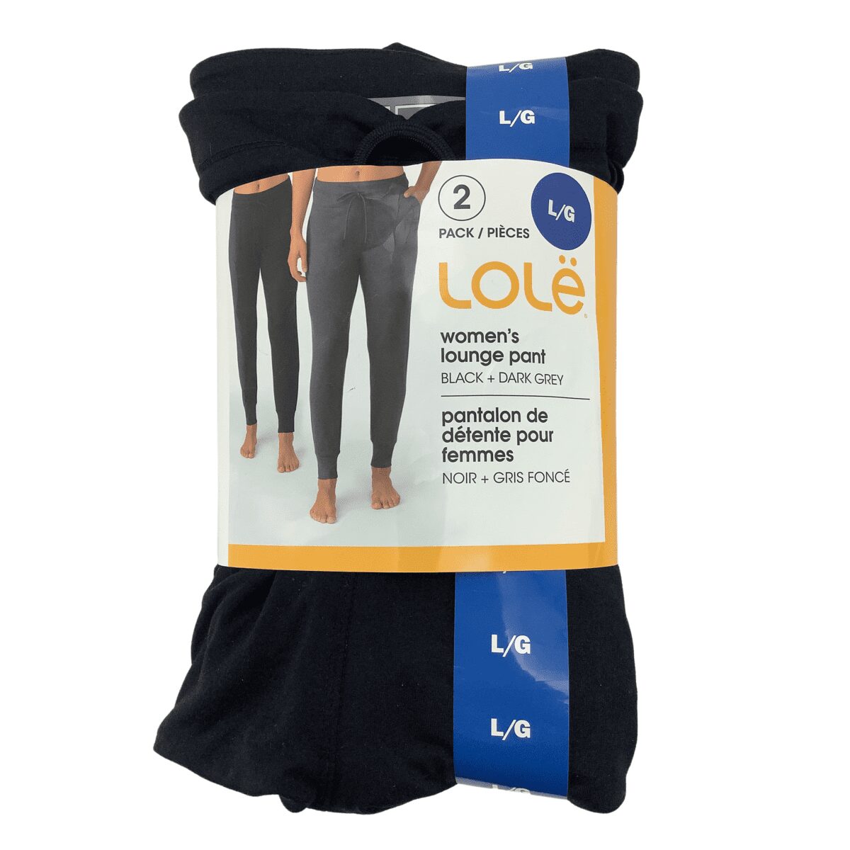 New Lole Ladies' 2-Pack Lounge Jogger Pant Black Charcoal L