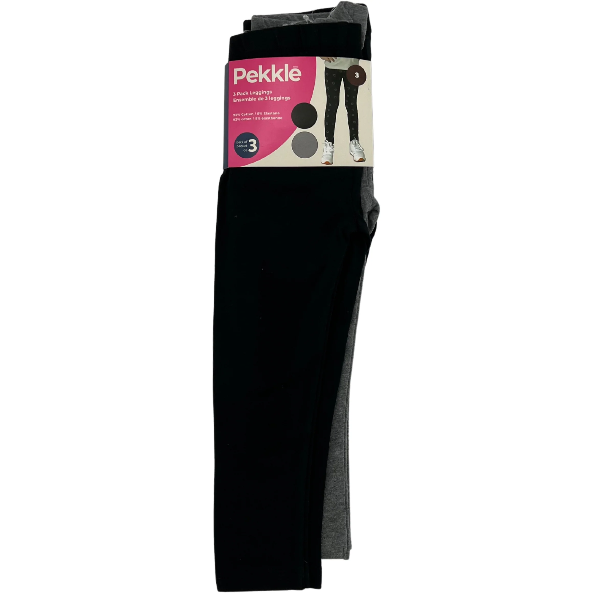 Pekkle Girl's Black & Grey Leggings / 3 Pack / Size 3 – CanadaWide