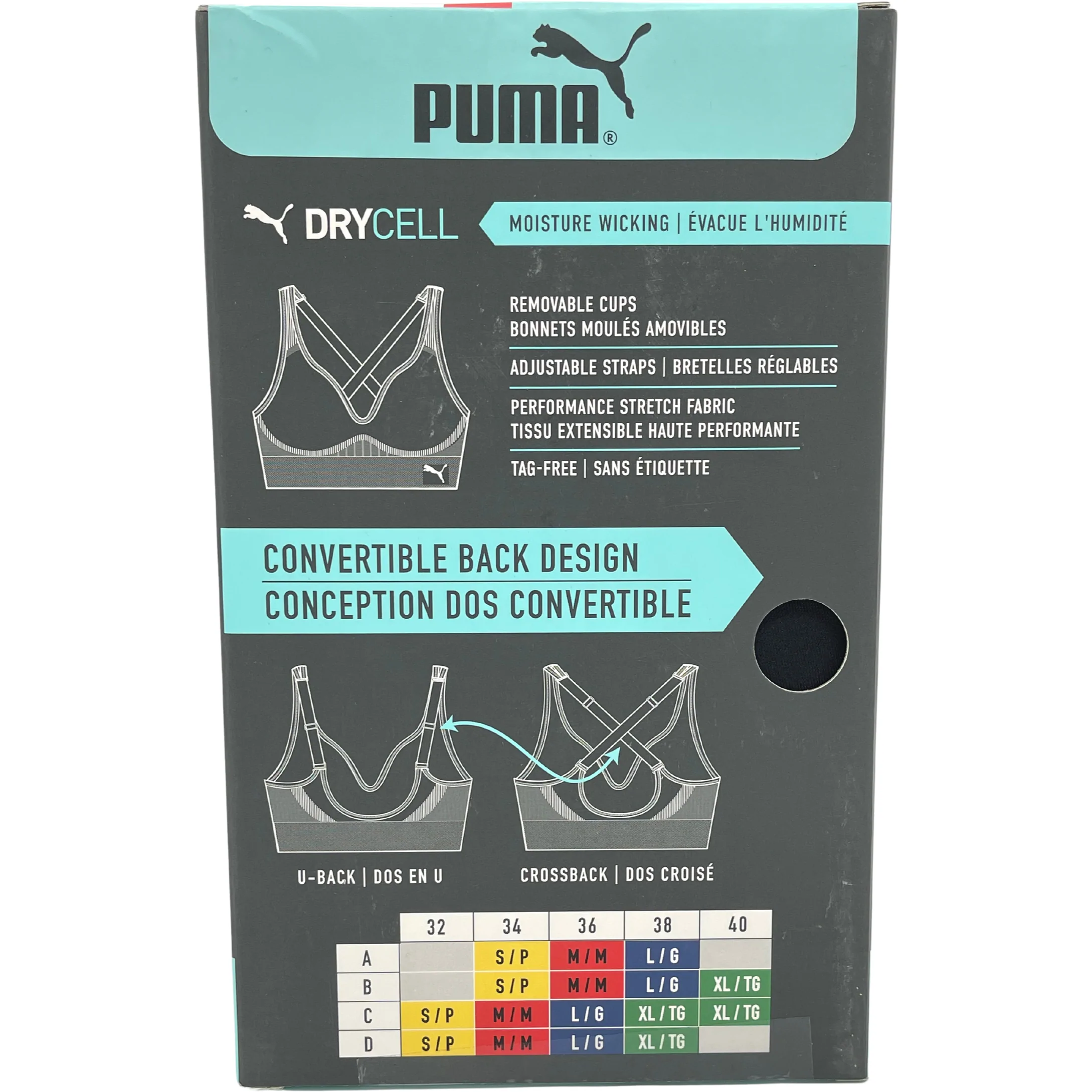 PUMA Women Sports Bra, 3-Pack (Pink/Blue/Black, Large) 