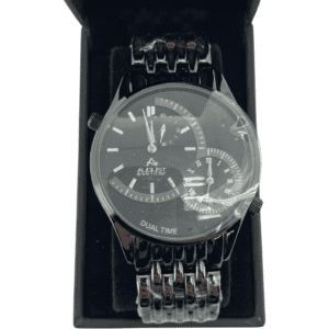 August Steiner Men's Wrist Watch / Black Stainless Steel Band / Quartz **DEALS**