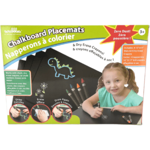 Scribbles Chalkboard Placemats with Dry Erase Crayons / Reusable / Age 3+