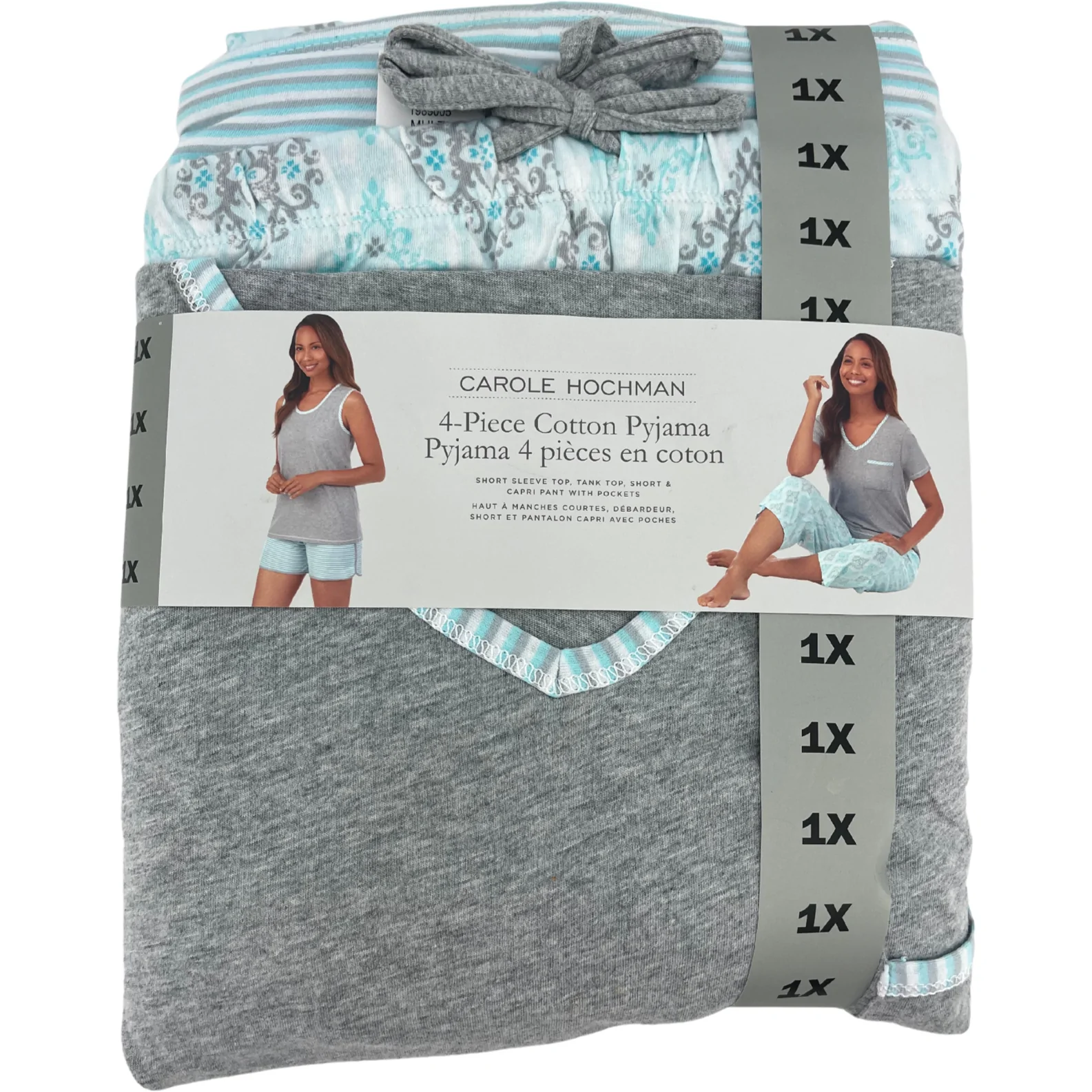 Ladies 4 Piece Pyjama Set from Carole Hochman - these are made from 100%  cotton! You get a short sleeve top, tank top, shorts, and Capri