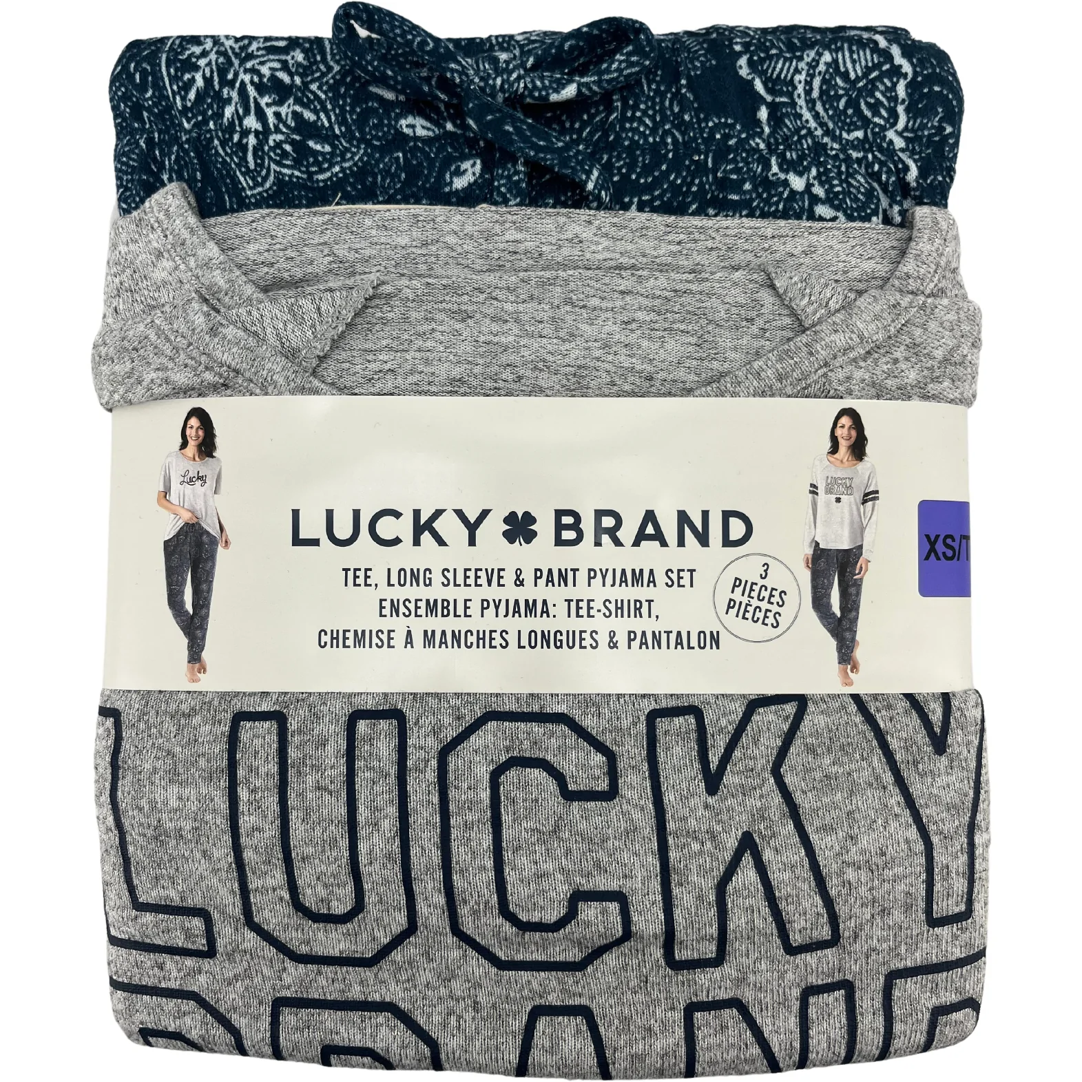 Lucky Brand Women's Navy & Grey 3 Piece Pyjama Set / Various Sizes