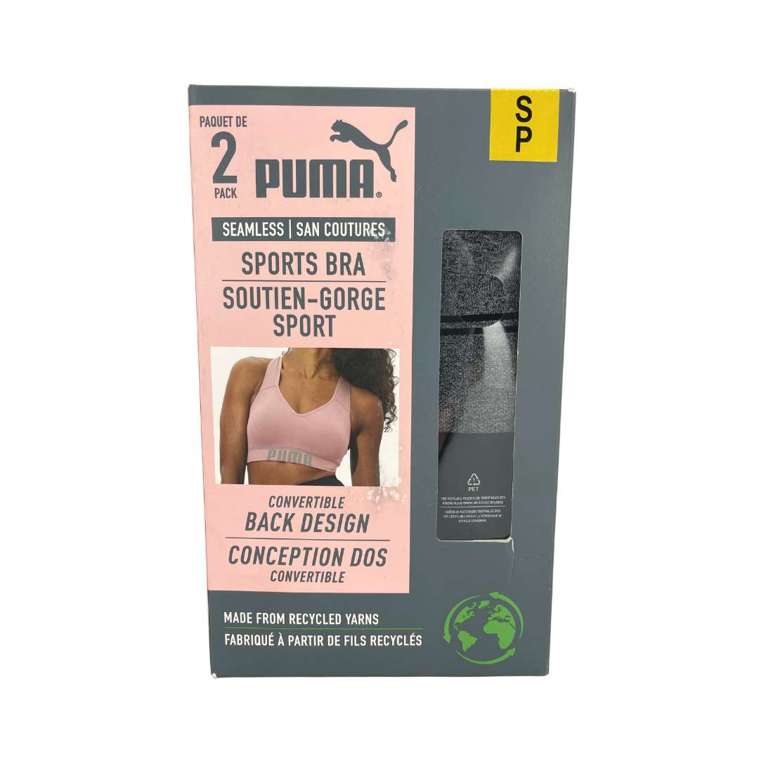 PUMA Womens Removable Cups Racerback Sports Bra 2 Pack 