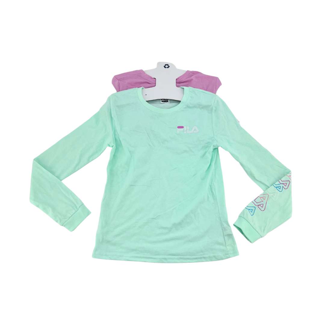 Fila Girl's 2 Pack Pink & Green Long Sleeve Tops / Various Sizes
