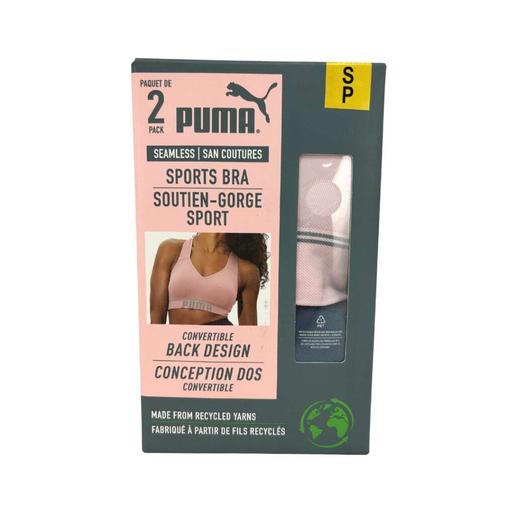 Puma Women's 2-Pack Seamless Sports Bra Removable Cups - Pink/Blue, XL