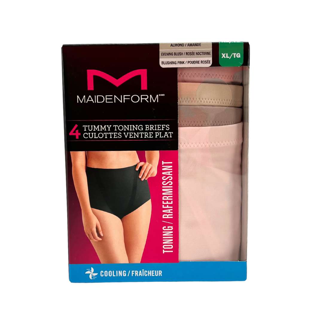 Maidenform Ladies Tummy Toning Briefs, X-Large, Black, White, - Import It  All