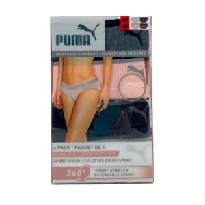 PUMA Womens Sports Stretch Bikini 4 Pack Blue/Grey/Pink/Black Small :  : Clothing, Shoes & Accessories