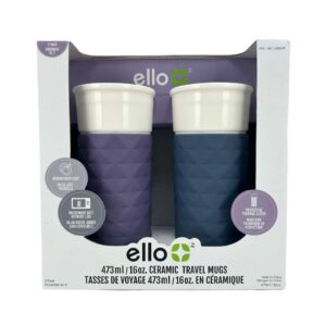 Ello 16oz Ceramic Travel Mugs- 2 Pack with Lids