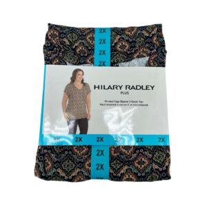 Hilary Radley Women's Black & Brown Abstract Patterned T-Shirt